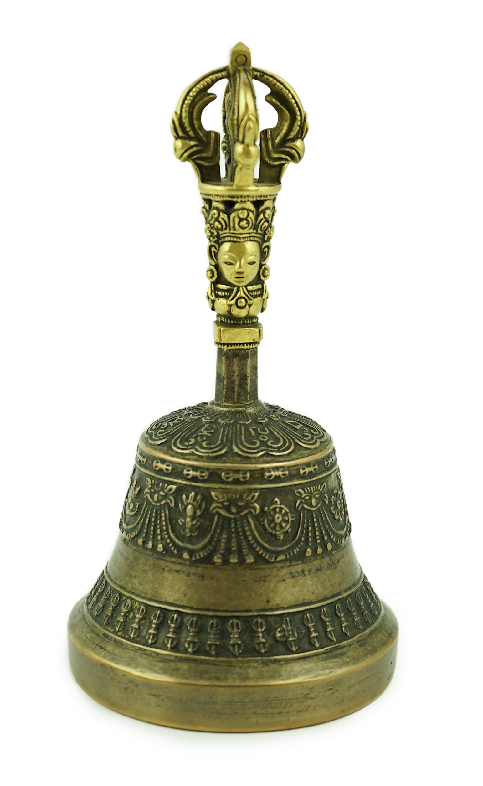 A Tibetan bronze ghanta bell, 18th/19th century